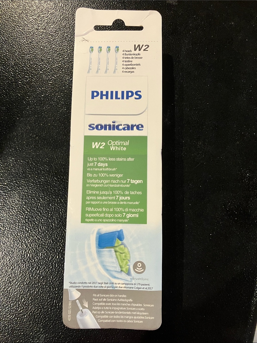 Philips Sonicare W2 Replacement Brush Heads in White, Green, Blue